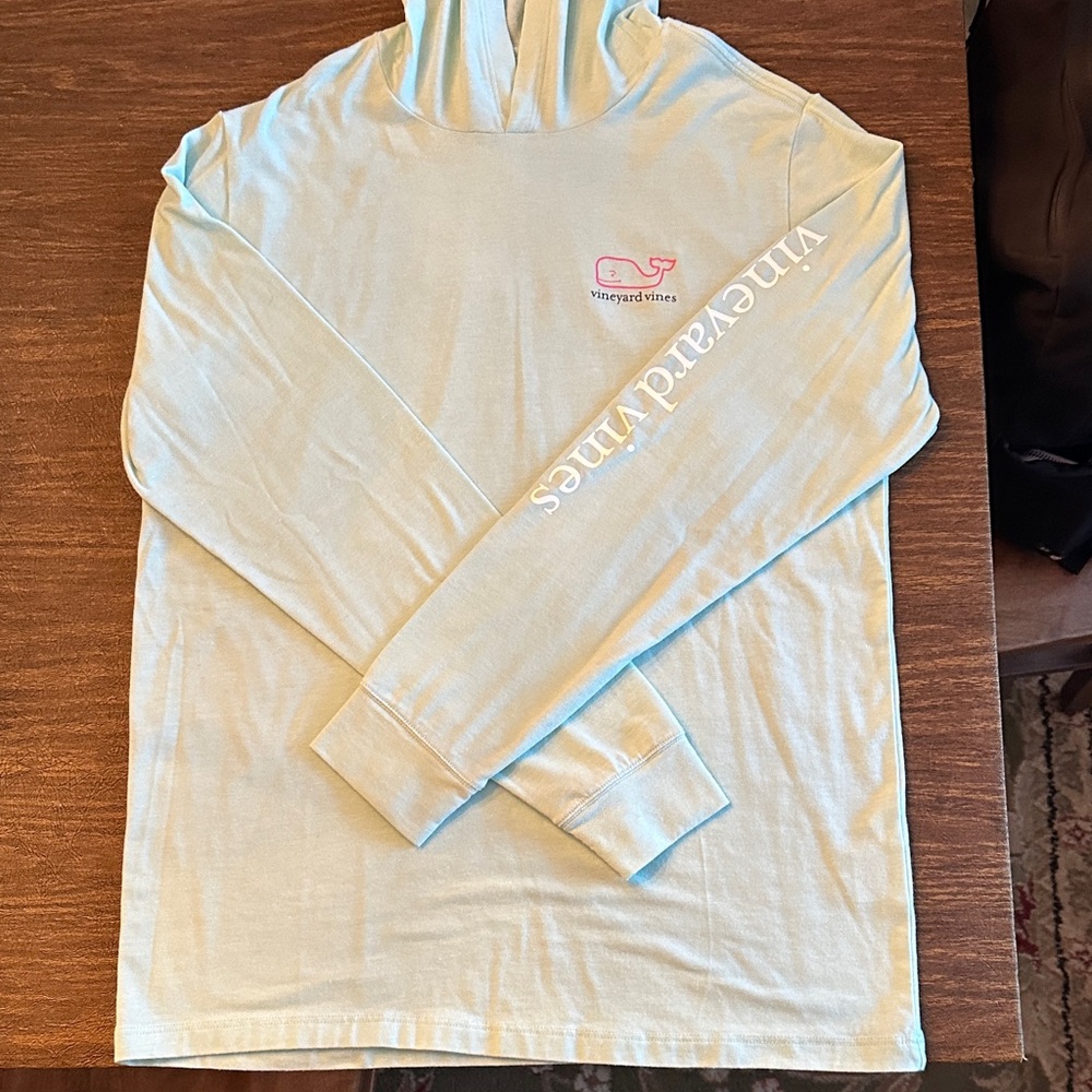 Vineyard Vines Aqua Hoodie with Logo